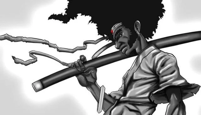 афросамурай с катаной