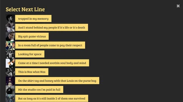 процесс подбора рифм